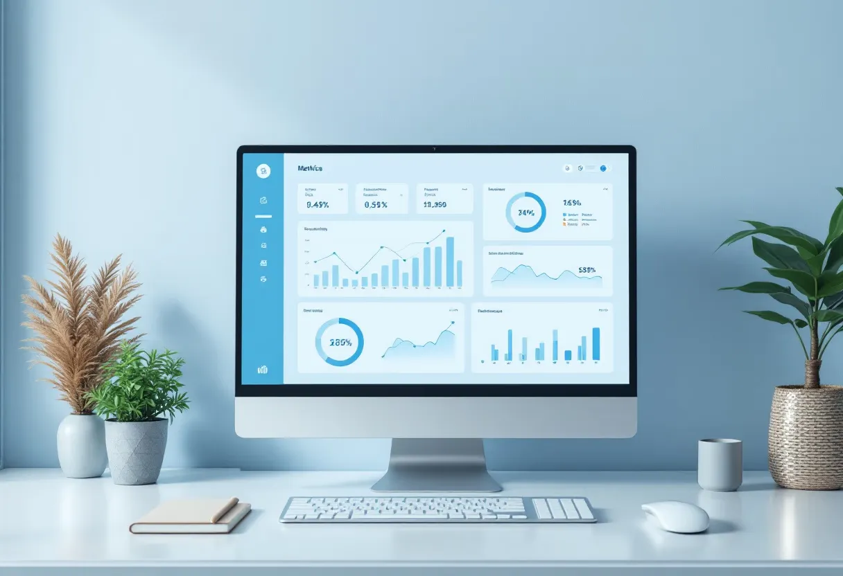 Desktop monitor showing an analytics dashboard