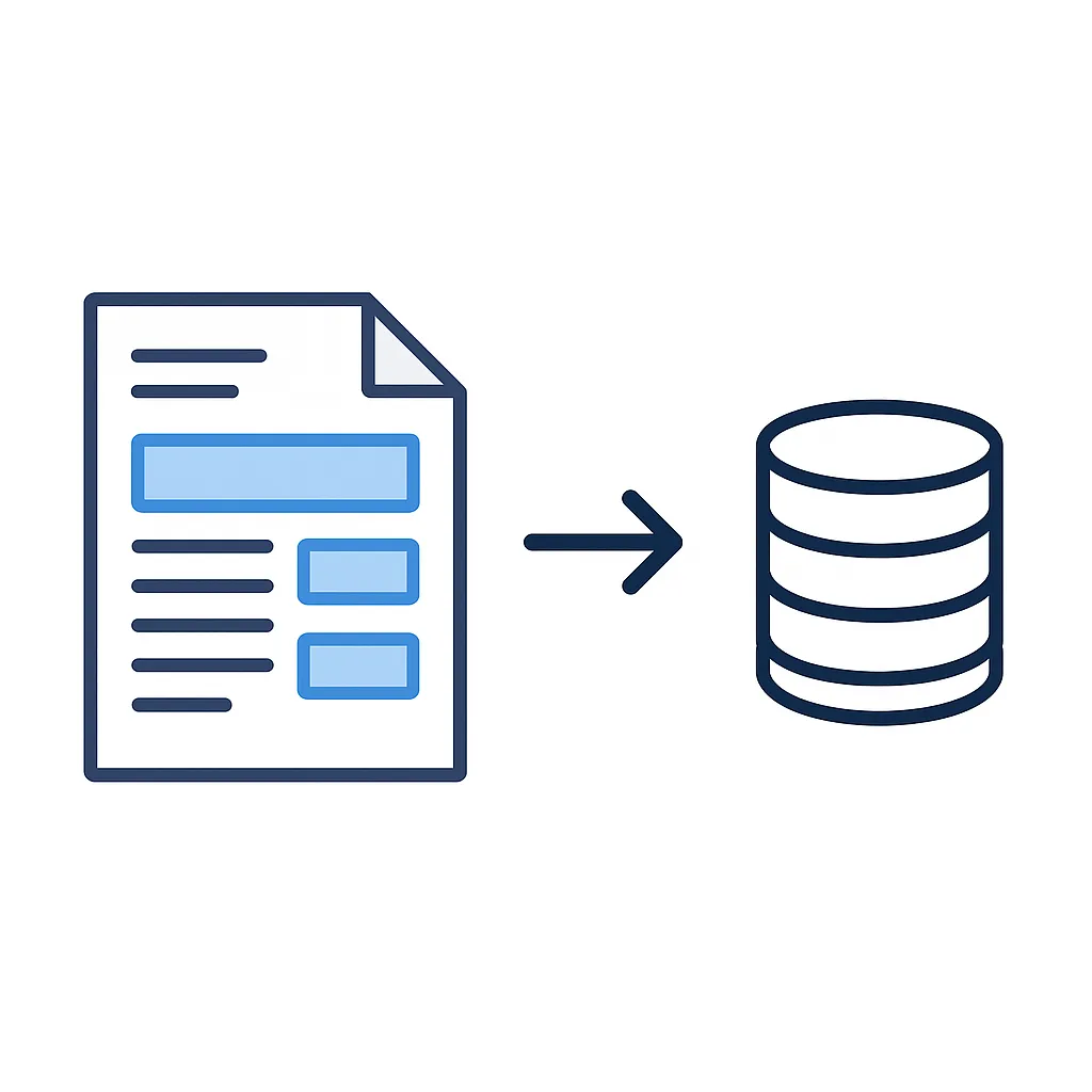 Illustration of documents being converted into structured data